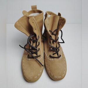Keds Women's Suede Tan Lace Up Moccasin Ankle Booties ~ Size 5 NWOT